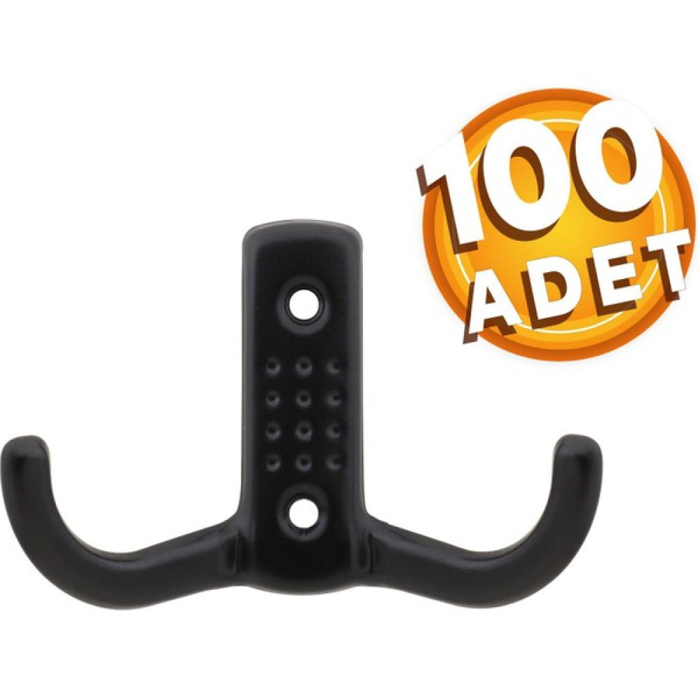Badem10 Askı Noktalı Elbise Vestiyer Duvar Askısı Dolap Elbise Askılığı Mat Siyah Metal Askı 100 Adet - Renkli Portmanto Fiyatı