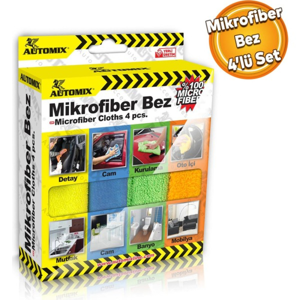 Badem10 Automix Araba Araç Otomobil Oto Ev Zemin Parke Kurulama Temizleme Mikrofiber Bez Kutulu 4'lü Set Oto Genel Temizlik Fiyatı