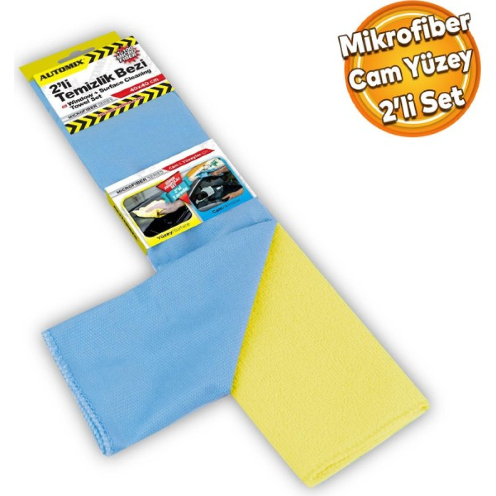 Badem10 Automix Araba Araç Otomobil Oto Iç Dış Ofis Ev Cam Kurulama Temizleme Mikrofiber Bez 2'li Set 40X40 Oto Genel Temizlik Fiyatı