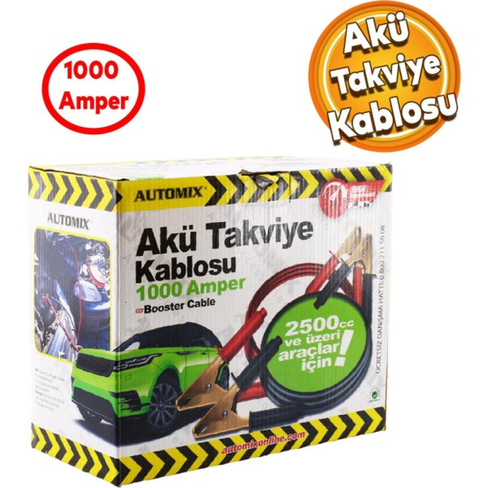Badem10 Automix Araç Araba Otomobil Oto Akü Akümülatör Takviye Sarj Şarj Kablosu 1000 Amper Akü Takviye Kablosu Fiyatı
