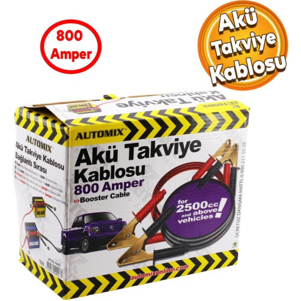 Badem10 Automix Araç Araba Otomobil Oto Akü Akümülatör Takviye Sarj Şarj Kablosu 800 Amper Akü Takviye Kablosu Fiyatı