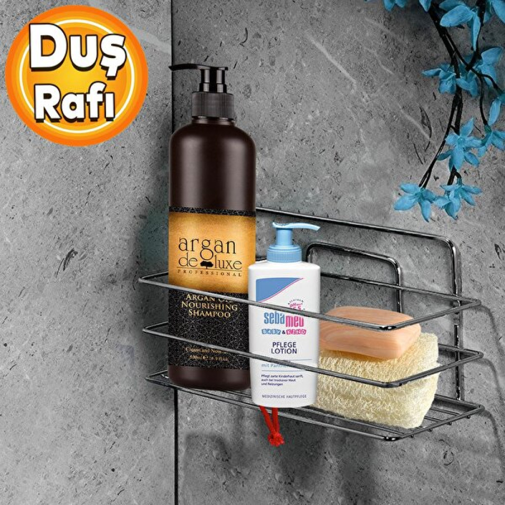 Badem10 Banyo Duş Rafı Şampuanlık Köşelik Kare Krom Tek Katlı Malzemelik Organizer Düzenleyici Mutfak Eşya Rafı Banyo Rafı Fiyatı