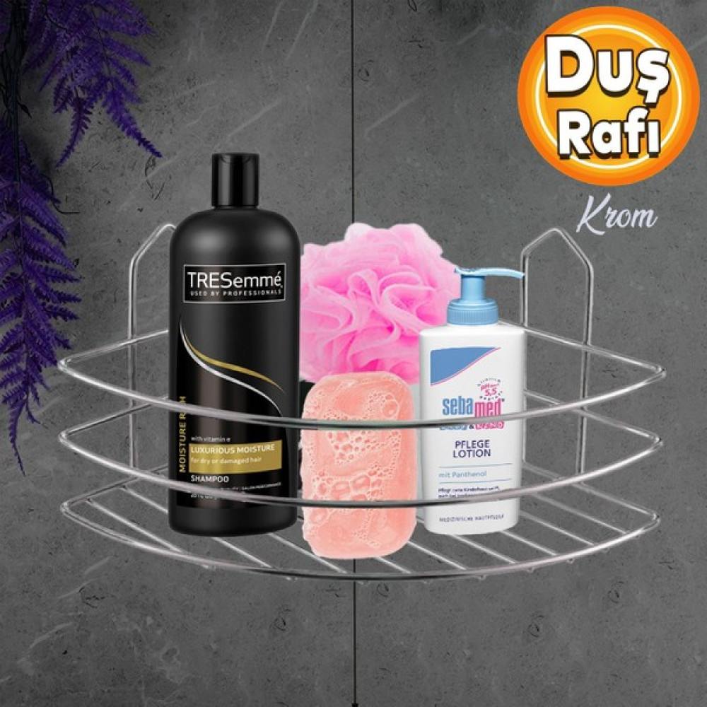 Badem10 Banyo Duş Rafı Şampuanlık Köşelik Oval Krom Tek Katlı Malzemelik Organizer Düzenleyici Mutfak Eşya Rafı Banyo Rafı Fiyatı