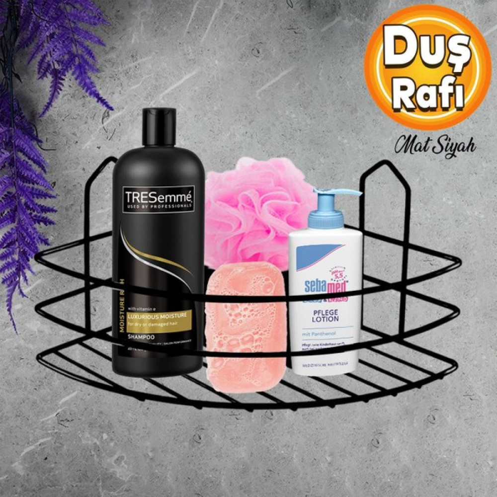 Badem10 Banyo Duş Rafı Şampuanlık Köşelik Oval Siyah Tek Katlı Malzemelik Organizer Düzenleyici Mutfak Eşya Rafı Banyo Rafı Fiyatı
