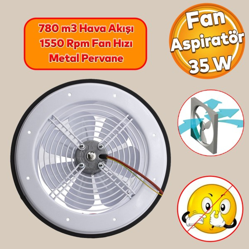 Badem10 Banyo Wc Havalandırma Aspiratörü Fanı Aksiyel Baca Kirli Hava Kötü Koku Fan Metal Vantilatör 160 mm Aspiratörler Fiyatı