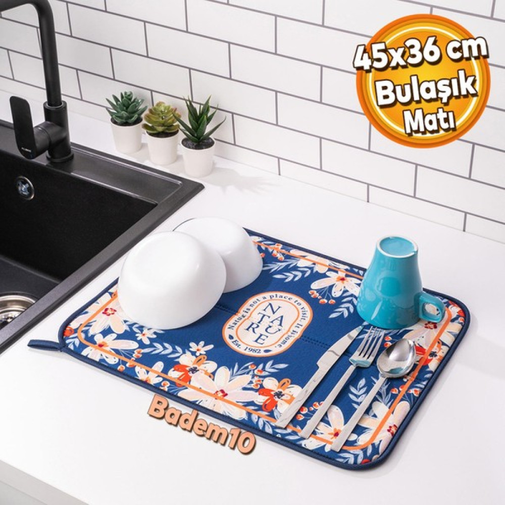 Badem10 Bulaşık Kurutma Matı Kurulama Bezi Örtüsü Tezgah Üstü Ped Mutfak Bulaşıklık Yıkanabilir 45X36 cm Pratik Mutfak Gereçleri Fiyatı