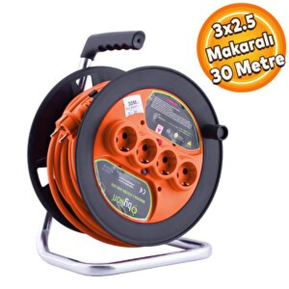 Badem10 Bylion Ip20 Plastik Makaralı Seyyar 4 Prizli Uzatma Kablosu 3x2.5 Mm Ttr Kablo 30 Metre Termal Sigorta Prizler Fiyatı