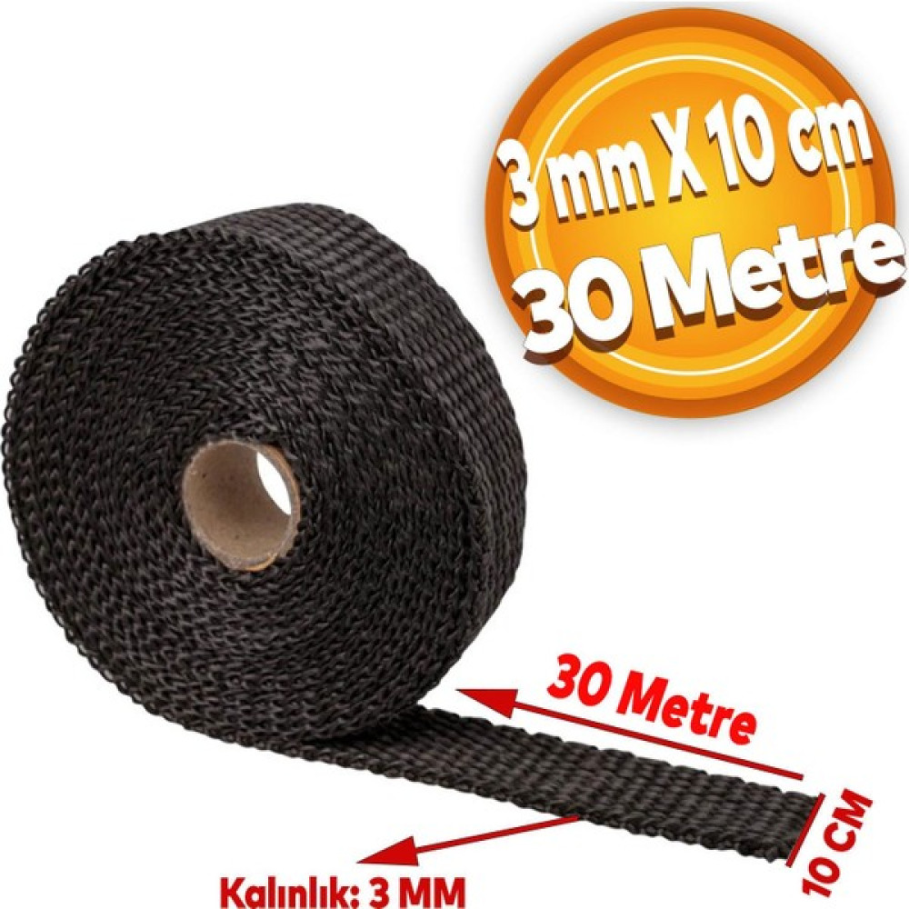 Badem10 Cam Elyaf Egzos Sargısı Yanmaz Bant 3 mm x 10 cm 30 Metre Amyant Bant Siyah Sıcaklık Önler Bant Dış Cephe Yalıtım Malzemeleri Fiyatı