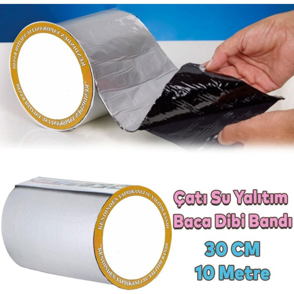 Badem10 Çatı Yalıtım Baca Dibi Bandı Folyolu Ses Su Yalıtım Bant Bandı 30 cm x 10 mt Dış Cephe Yalıtım Malzemeleri Fiyatı