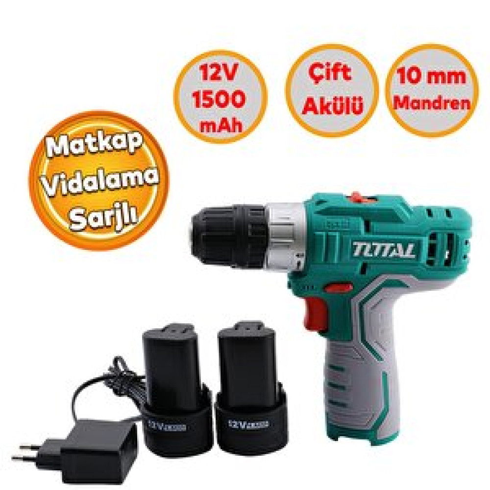 Badem10 Çift Akülü Li-ion Batarya 12v Çift Vitesli 1500 Mah Led Işıklı Darbesiz Anahtarsız Vidalama Tdli1232e Matkaplar Fiyatı