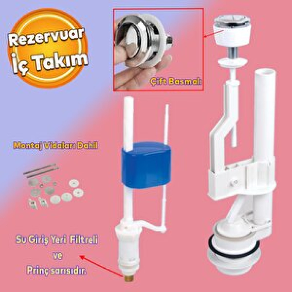 Badem10 Çift Basmalı İç Takımı Rezervuar İç Düzenek Otomatik Su Dolum Basma Alafranga Tuvalet Klozet Sifon Rezervuar Fiyatı