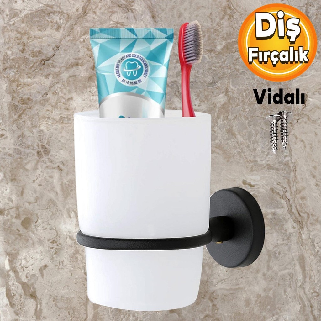 Badem10 Diş Fırçalık Vidalı Banyo Diş Fırçası Kabı Kutusu Siyah Diş Fırçalık Fiyatı