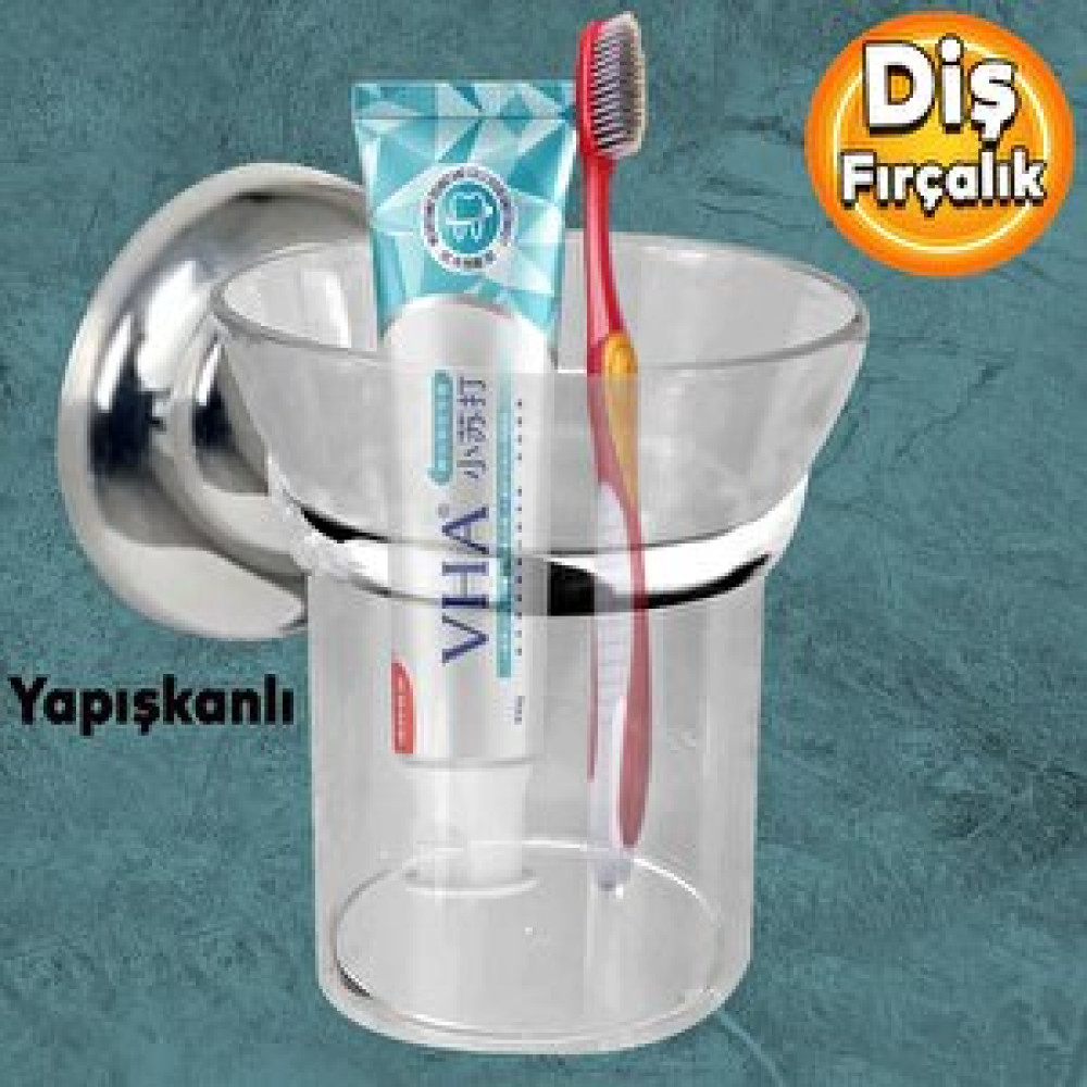 Badem10 Diş Fırçalık Yapışkanlı Banyo Diş Fırçası Kabı Kutusu Krom Kristal Diş Fırçalık Fiyatı