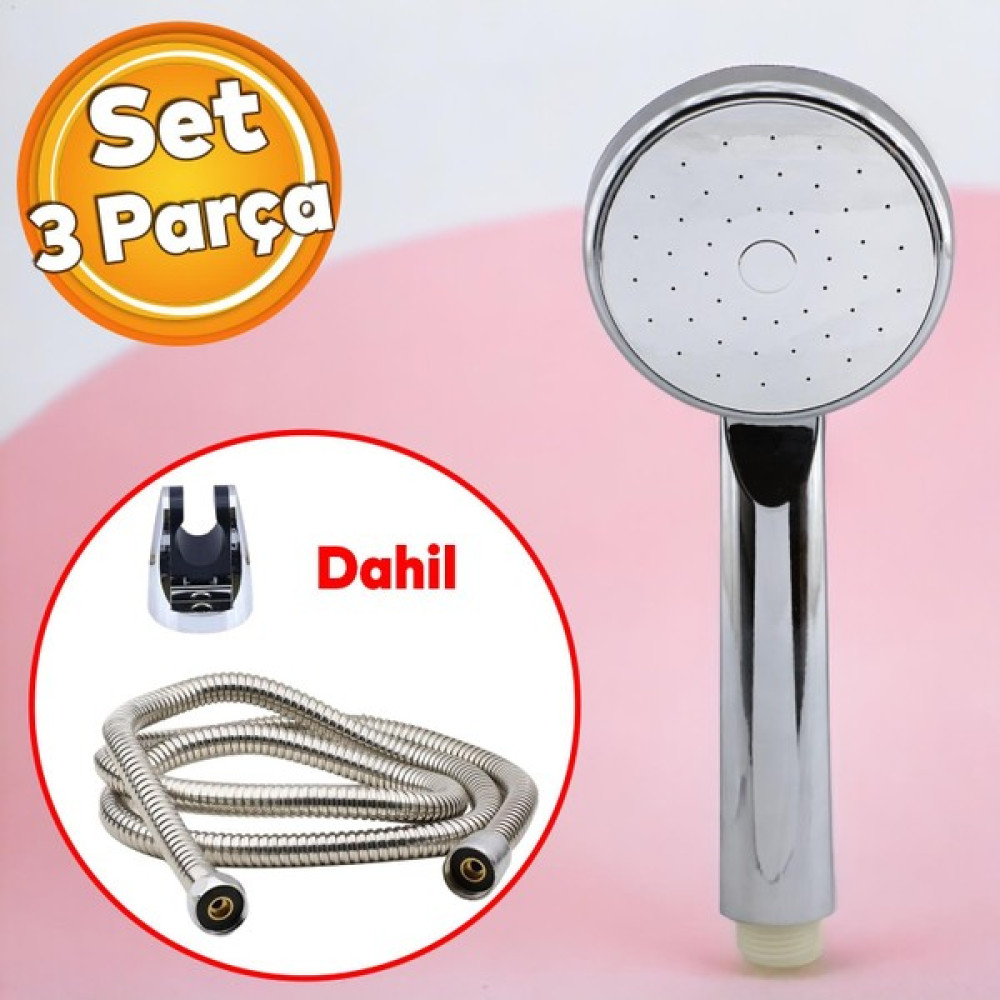 Badem10 Duş Seti Fişkiye Banyo Duş Başlığı Set Fiskiyesi Telefonu Yuvarlak Klasik Başlık Metal Hortum - Mor Duş Başlığı Fiyatı