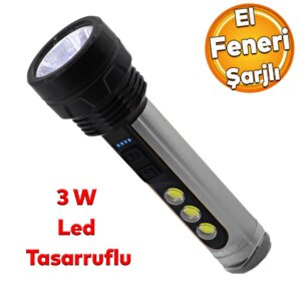 Badem10 El Feneri Şarjlı Led Işıldak Kamp Lambası 1500 Mah Gece Aydınlatma 3 W 3 W Beyaz Işık El Feneri Fiyatı