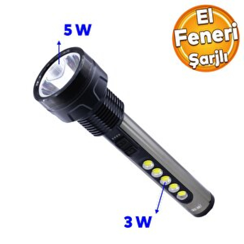 Badem10 El Feneri Şarjlı Led Işıldak Kamp Lambası Gece Aydınlatma 5 W + 3 W Beyaz Işık 1800 Mah El Feneri Fiyatı