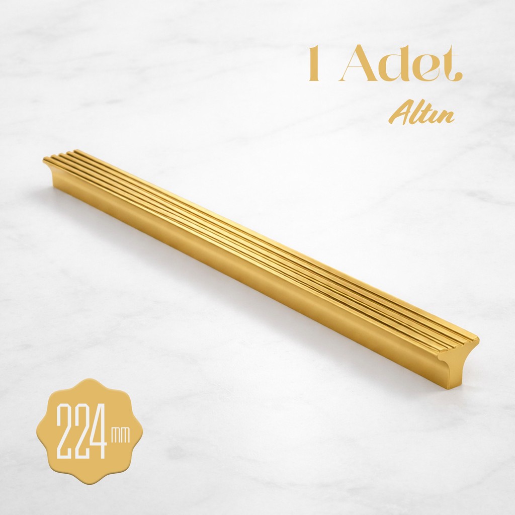 Badem10 Foça Çizgili Altın Çekmece Kulp 224 mm Modern Metal Dolap Kulbu Mutfak Banyo Gardırop Gardrop & Dolap Fiyatı