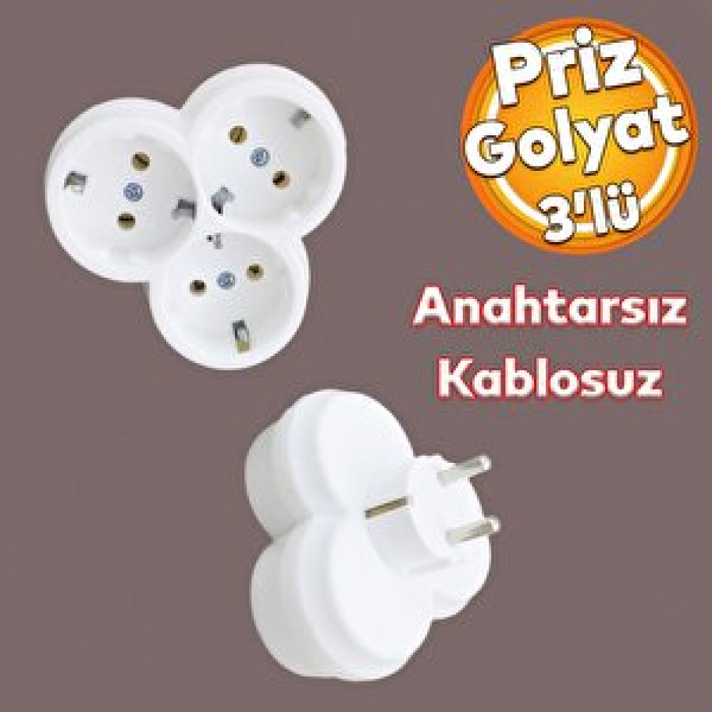 Badem10 Golyat Papatya Yonca 3'lü Grup Priz Fiş Priz Topraklı Çoklu Çoğaltıcı Kablosuz Üçgen Prizler Fiyatı