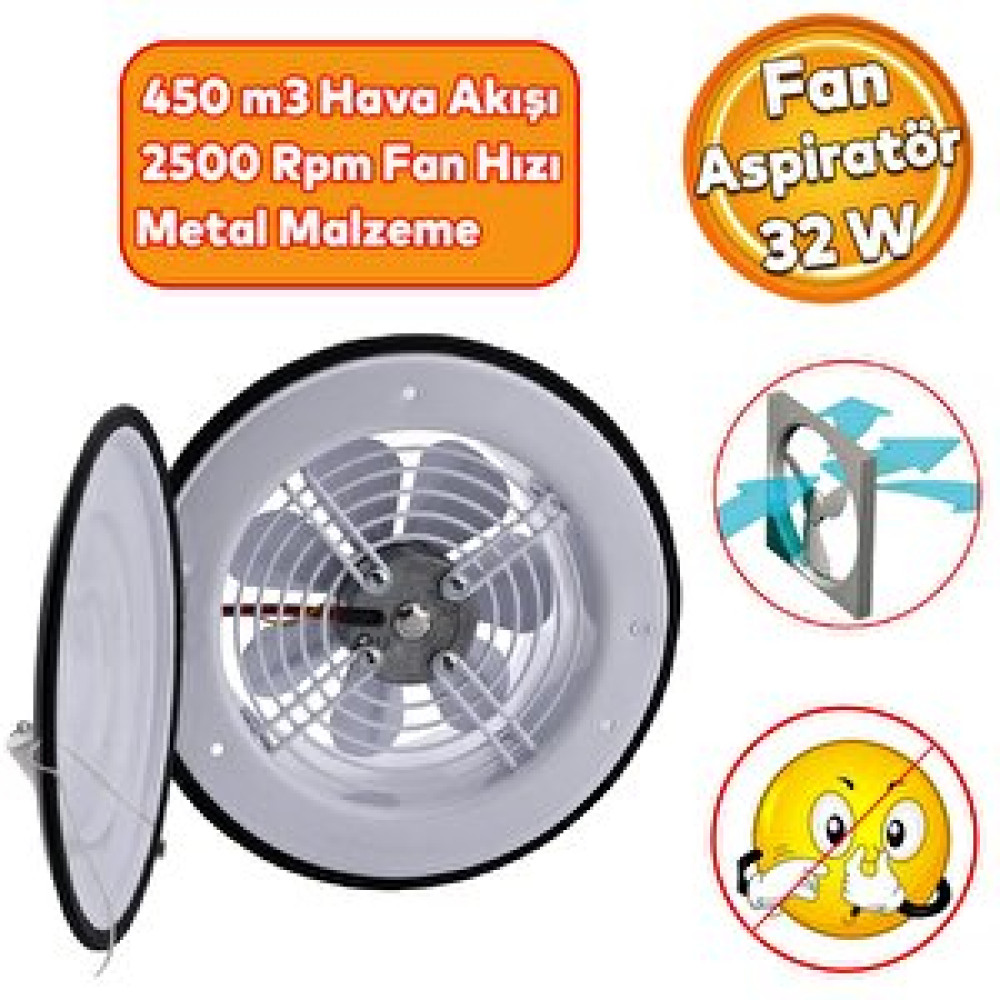Badem10 Kapaklı Banyo Wc Havalandırma Aspiratörü Fanı Kirli Hava Kötü Koku Fanı Metal Vantilatör 160 Mm Aspiratörler Fiyatı