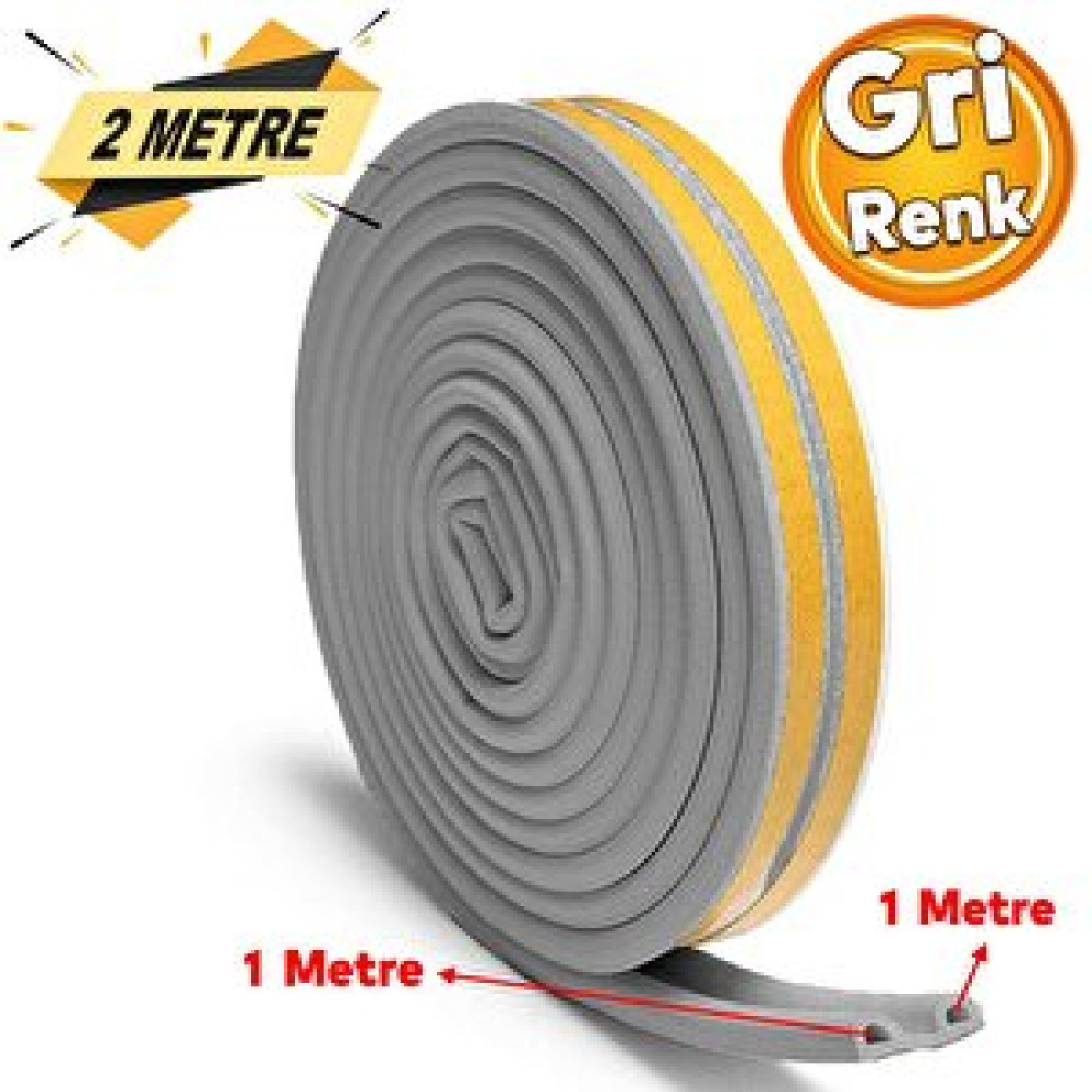Badem10 Kapı Pencere Bandı Fitili Yapışkanlı Beyaz Soğuk Izolasyon Bant 1x2=2 Metre Gri Renk Dış Cephe Yalıtım Malzemeleri Fiyatı