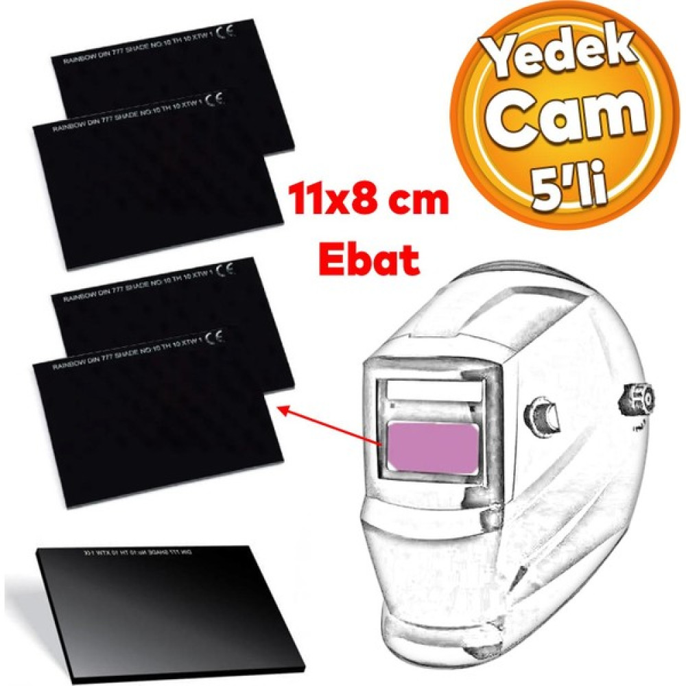Badem10 Kaynak Baş Maskesi El Tipi Kaynak Maske Yedek Camı 10 Numara Filtre 3 mm Kalınlık 5 Adet Kaynak Makineleri Fiyatı