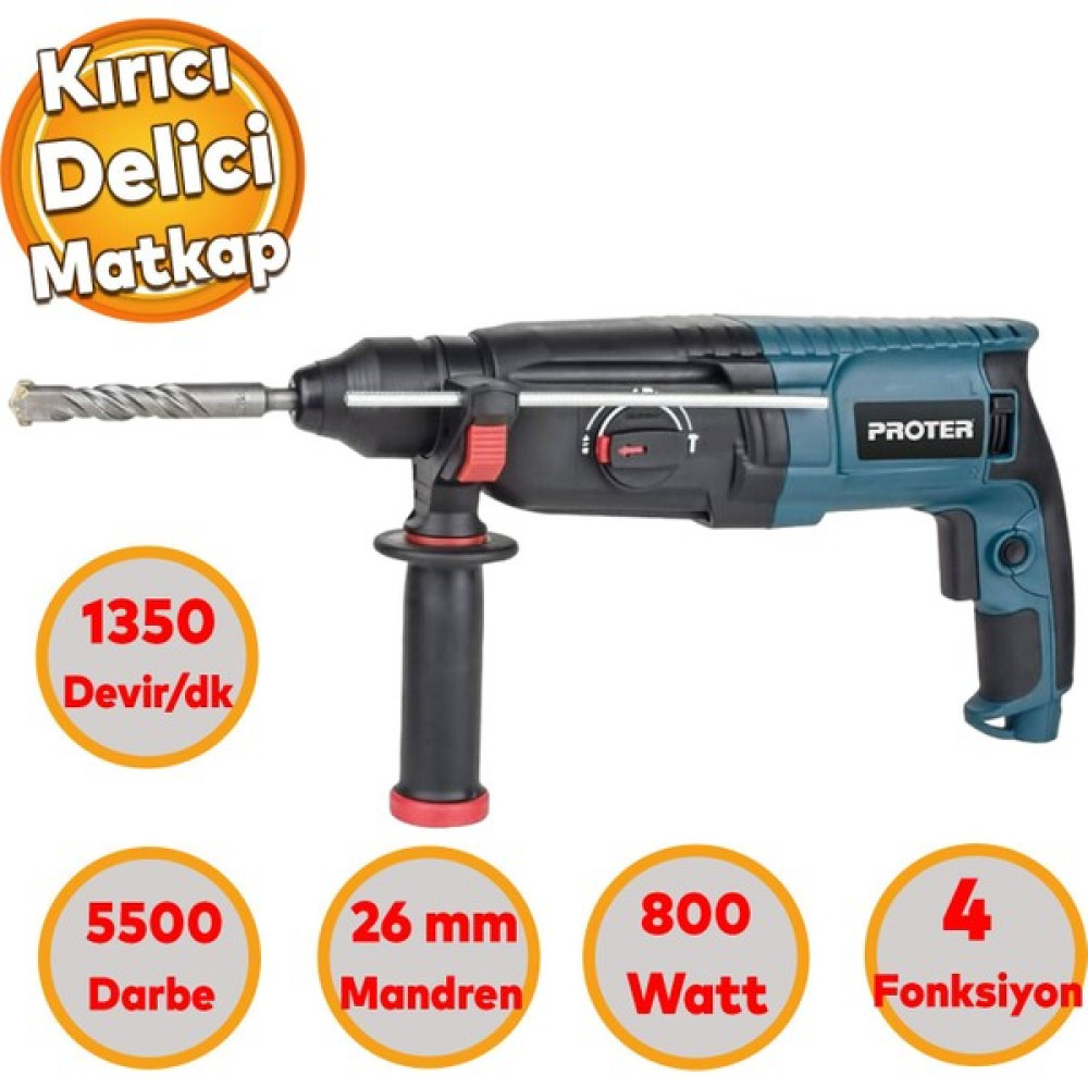 Badem10 Kırıcı Delici Darbeli Matkap 800 W Proter Ahşap Metal Beton Elektropnömatik Delme Kırma Makine Kırıcı Deliciler & Kırıcılar Fiyatı