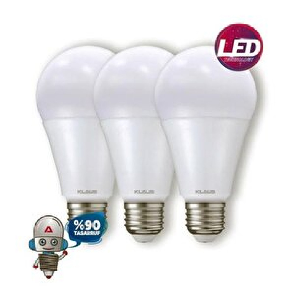 Badem10 Klaus 3'lü Led Lamba 6500k Beyaz Işık 9w Led Aydınlatmalar Fiyatı