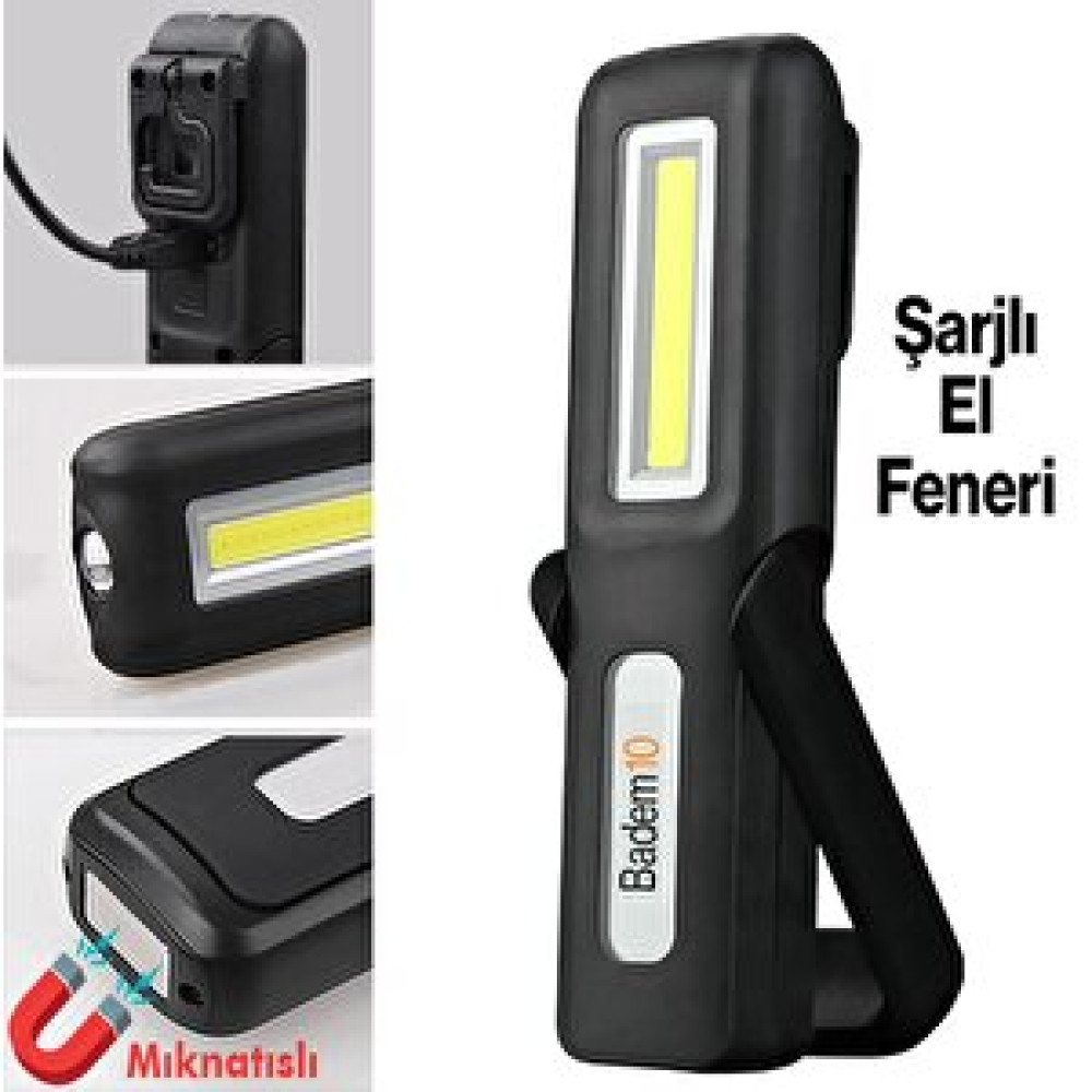 Badem10 Klaus El Feneri Mıknatıslı Şarjlı Işıldak Kamp Lambası Tamir Çalışma Araç Oto Led Aydınlatma Kafa Feneri Fiyatı