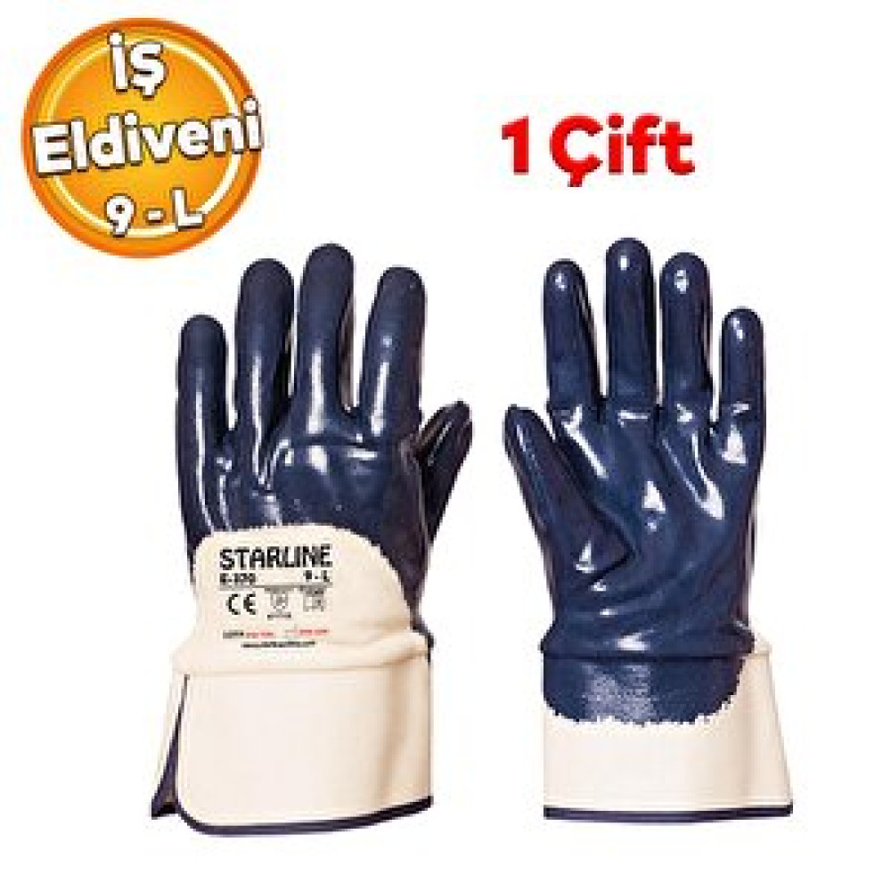 Badem10 Nitril Kaplı Petrolcü İş Eldiveni Kalın Koruma İnşaat Sanayi El Eldiven L (1 Çi̇ft) 90 Numara İş Eldiveni Fiyatı
