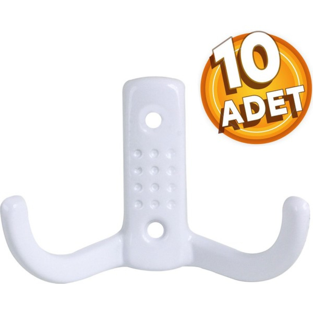 Badem10 Noktalı Vestiyer Duvar Askısı Dolap Elbise Askılığı Beyaz Metal Askı (10 Adet) Portmanto Fiyatı