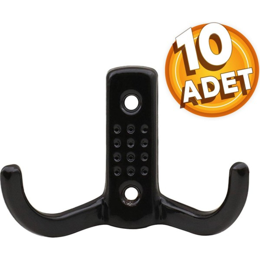 Badem10 Noktalı Vestiyer Duvar Askısı Dolap Elbise Askılığı Siyah Metal Askı (10 Adet) Portmanto Fiyatı