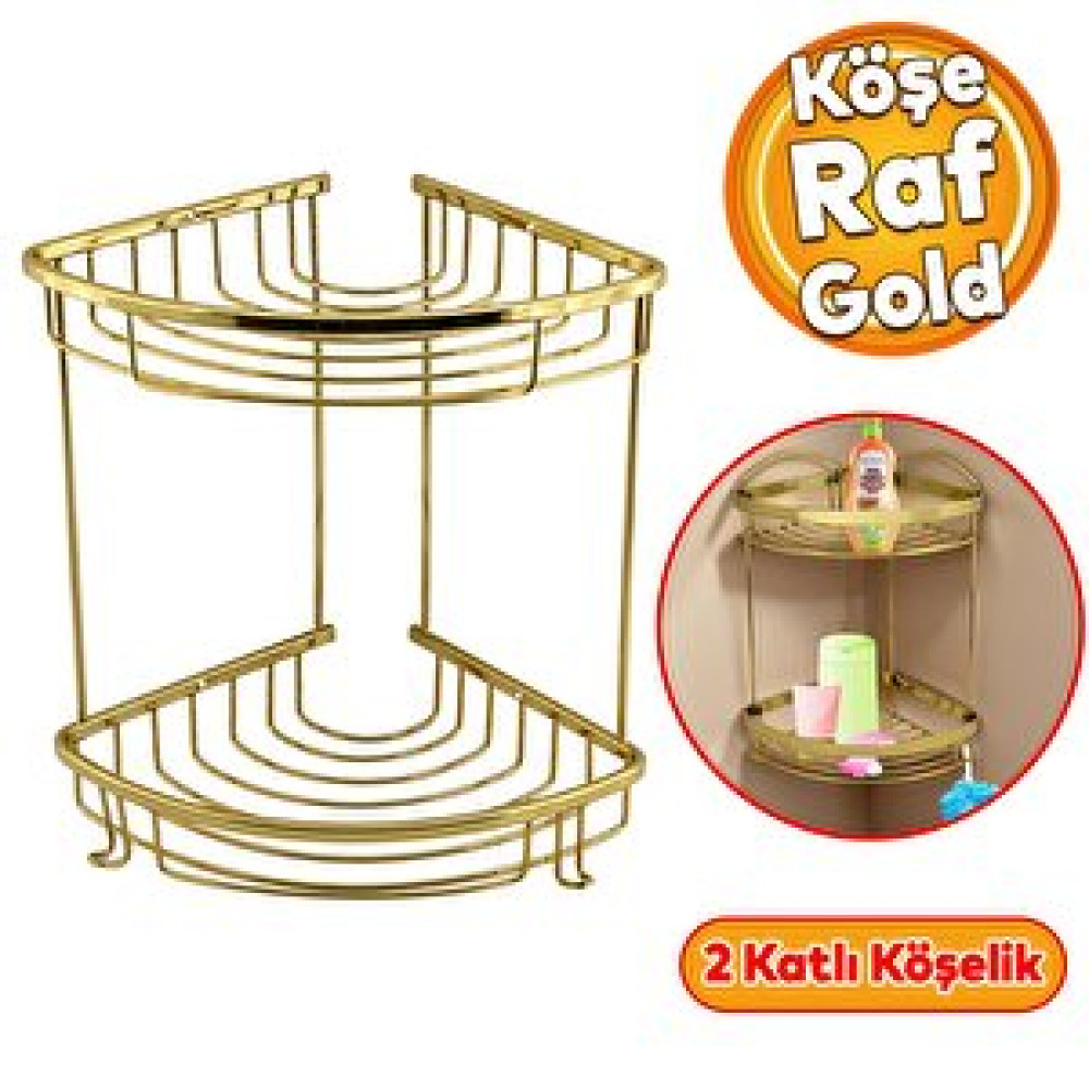 Badem10 Oval Damla Banyo Altın 2 Katlı 20x20 Şampuan Askı Kese Sabun Duş Malzeme Estetik Köşe Raf Muhafaza Sabunluk Fiyatı