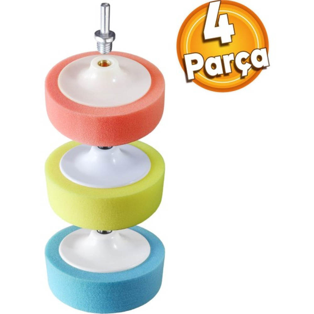 Badem10 Pasta Cila Polisaj Süngeri Pedi Turuncu Alman Cila Süngeri Sarı 150 mm Matkap Aparatı (4 Parça Set) Cila / Polisaj Makinesi Fiyatı