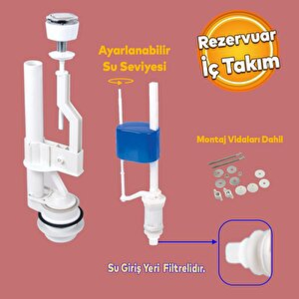Badem10 Rezervuar Basmalı İç Takımı Alafranga Oturmalı Tuvalet Klozet Sifon İç Düzenek Otomatik Su Dolum Rezervuar Fiyatı