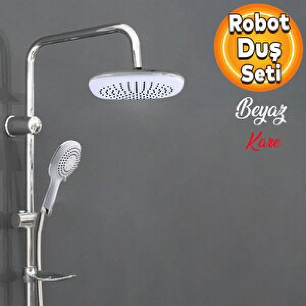 Badem10 Robot Tepe Duş Seti Takımı Shower Yağmurlama Kare Banyo Masaj Duş Başlığı Sistemi Beyaz Krom Bataryalar & Musluklar Fiyatı