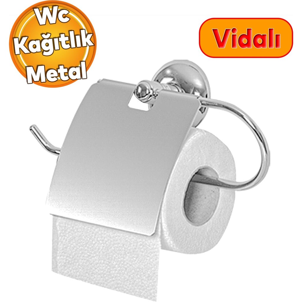 Badem10 Tuvalet Kağıtlık Aparat Kapalı Wc Kağıt Standı Paslanmaz Metal Sağlam Vidalı Krom Renk Havluluk Fiyatı