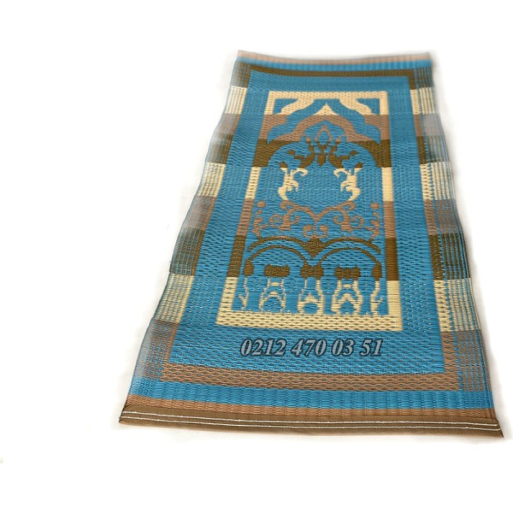 Bademler Halı Plastik Hasır Seccade 60X120CM Tek Kişilik Namaz Hasırı Katlanabilir Seccade - Mavi - 60 x 150 cm Seccade Fiyatı