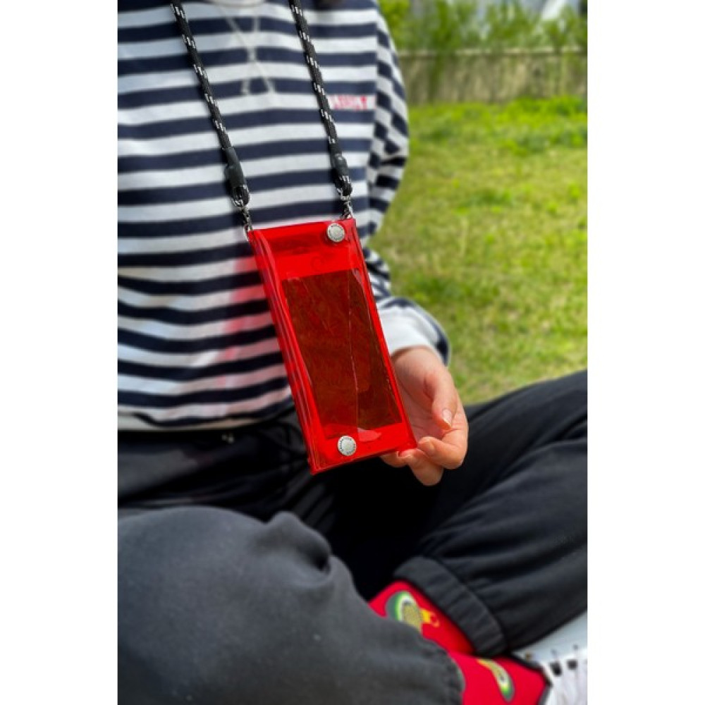 Badger Collection Jellyfon Askılı Şeffaf Telefon Çantası Kırmızı Minimal Hediye Tasarım Pvc Renkli Unisex Erkek Kadın Bayan Çanta ve Cüzdan Fiyatı