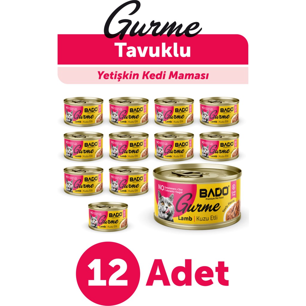 Bado Gurme Yaş Yetişkin Kedi Maması Kuzu Etli 85 gr 12 Adet Evcil Hayvan Ürünleri Fiyatı