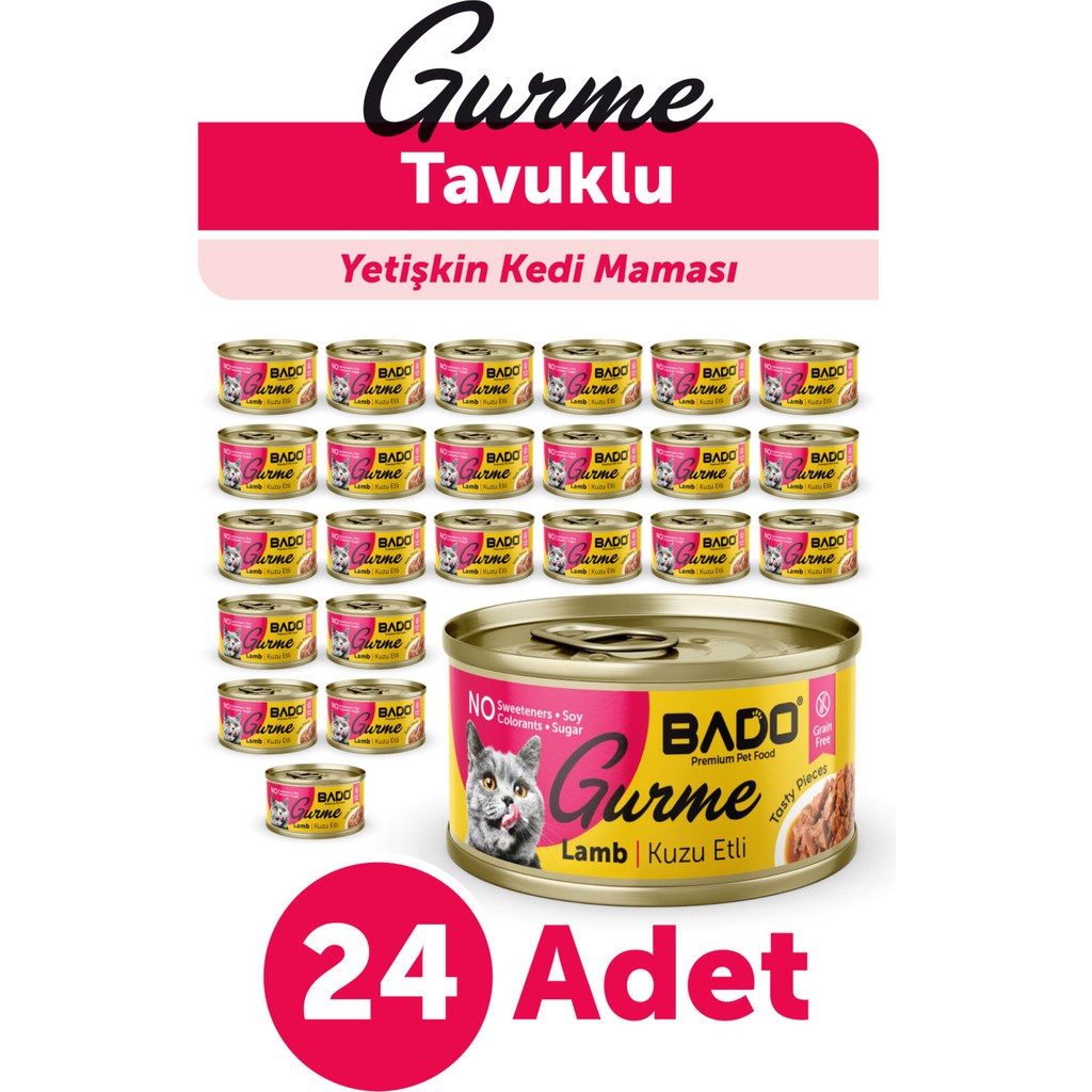 Bado Gurme Yaş Yetişkin Kedi Maması Kuzu Etli 85 gr 24 Adet Evcil Hayvan Ürünleri Fiyatı