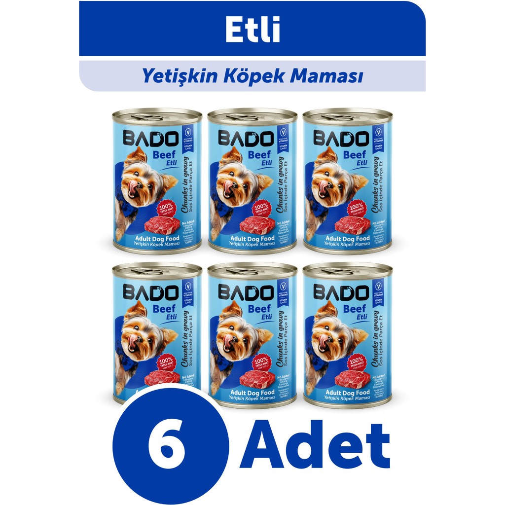 Bado Yaş Köpek Maması Etli Biftekli 400GR 6lı Evcil Hayvan Ürünleri Fiyatı