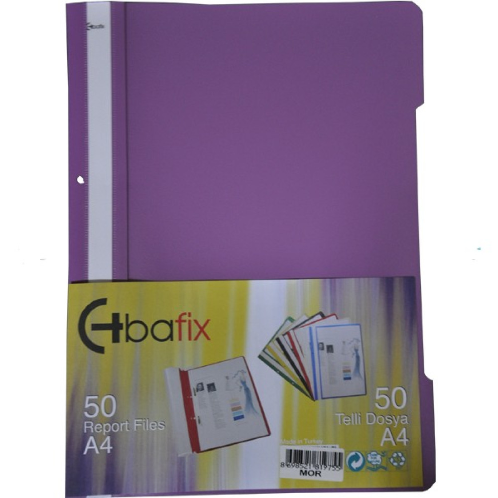 Bafix Telli A4 için Plastik Dosya 50'li - Mor Dosya Fiyatı