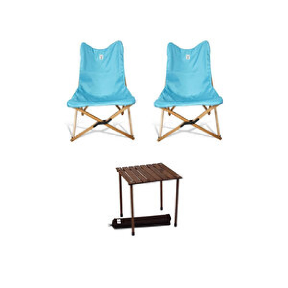 Bag The Joy Ahşap Katlanır Masa Sandalye Seti Kahverengi Iskelet Turkuaz Kılıf, 50x50 Masa Kamp Sandalyesi Fiyatı