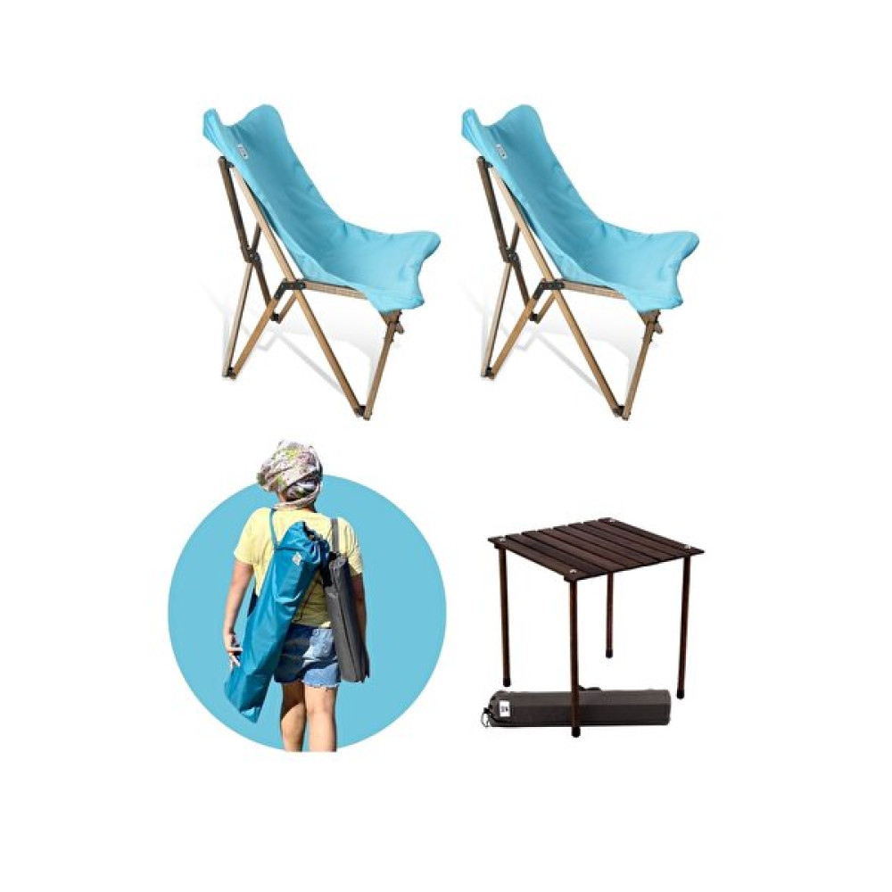 Bag The Joy Antrasit İskelet Turkuaz Kılıf ve 50x50x50 CM Antrasit Masa Ahşap Katlanır Masa Sandalye Seti Standart Sandalye Fiyatı