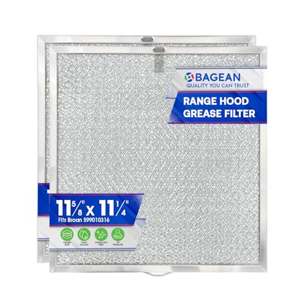 Bagean Stove Hood Vent Filter 11.60” x 11.22” BPQTAF S99010316 Compatible with Broan Range Hood Filter Replacement - Aluminum Mesh Kitchen Overhead Fan Screen - Blocks Grease & Filters Oven Air (2-Pk)