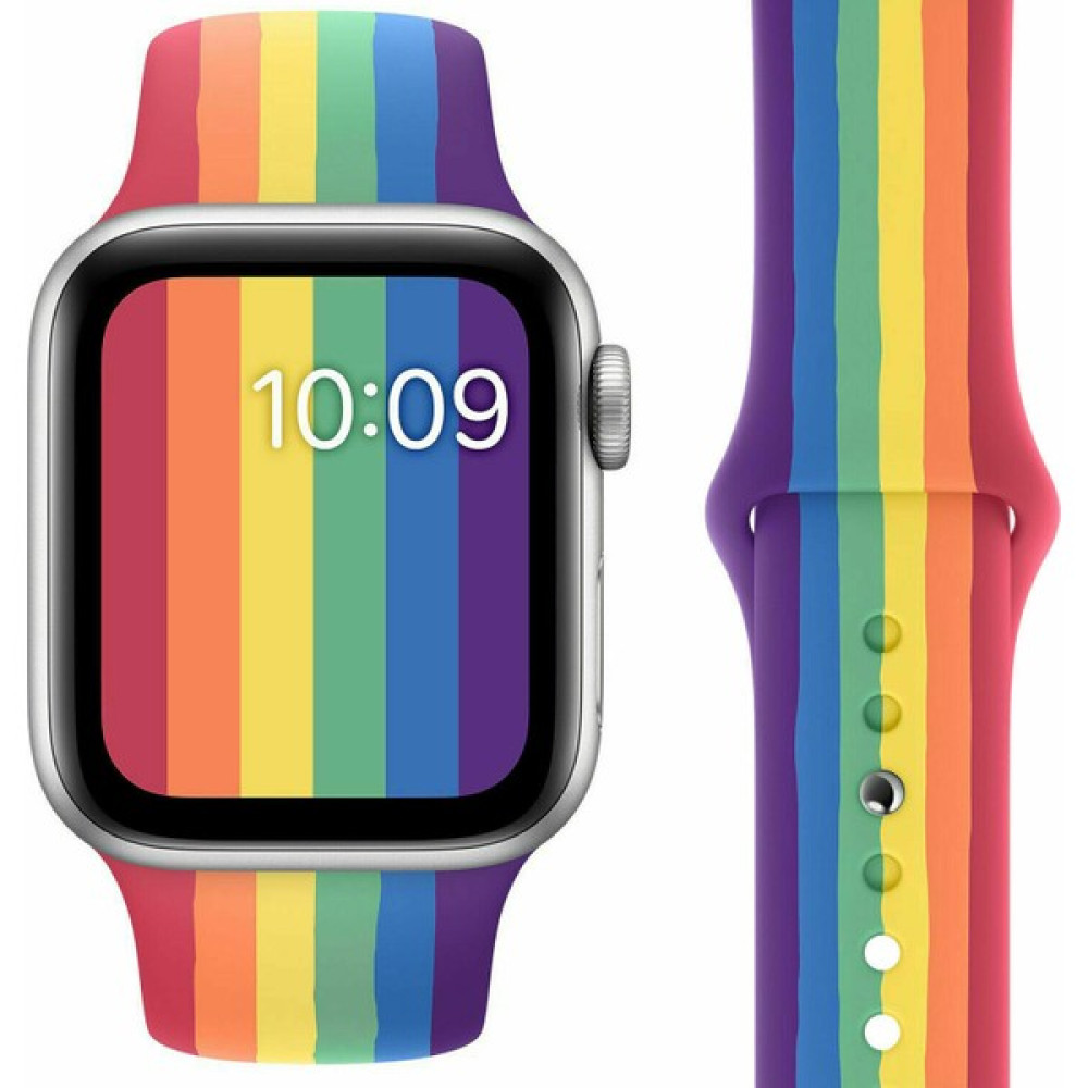 Bagies Apple Watch Seri 7 45 mm Gökkuşağı Renkli Silikon Kordon - Pride Giyilebilir Teknoloji Aksesuarları Fiyatı