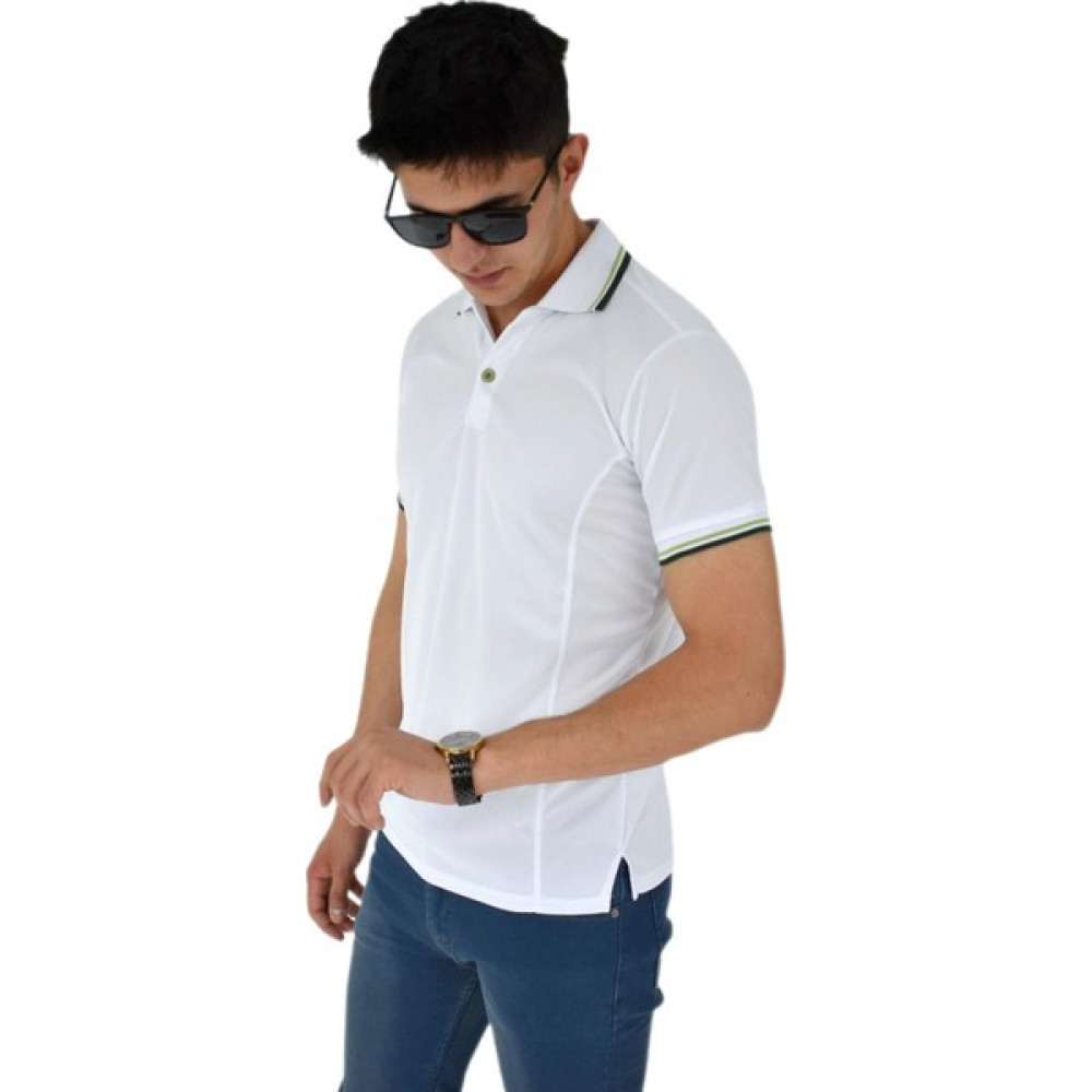 Baglan Erkek Spor Polo Yaka Tişört Yaka Yeşil Çizgili F-S-M-T Erkek T-shirt Fiyatı