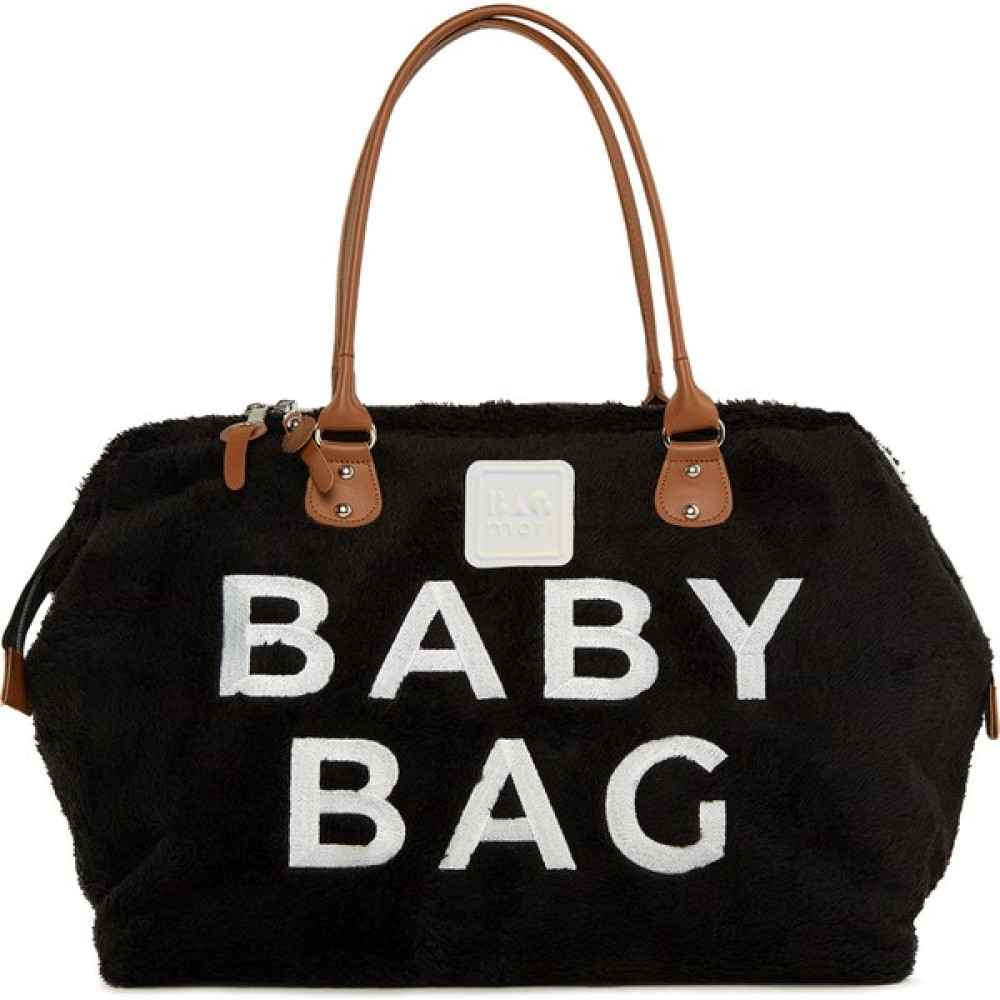 Bagmori Baby Bag Nakışlı Peluş Anne Bebek Çantası - Siyah Bebek Bakım Çantası Fiyatı