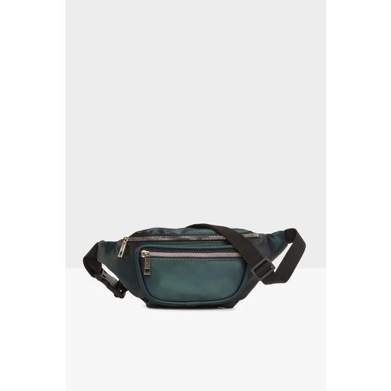 Bagmori M000003602 Yeşil Kadın Oval Cepli Kolonlu Saten Bel Çantası