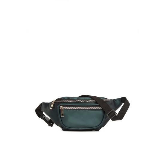 Bagmori M000003602 Yeşil Kadın Oval Cepli Kolonlu Saten Bel Çantası